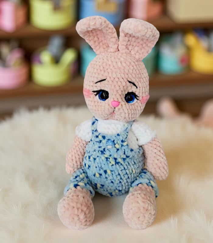 Myrtilus Bunny – The Handmade Crochet Bunny by Myrtilus in Pink or Blue Dress, Eco-Friendly, Non-Allergic Material, Safe for All Ages