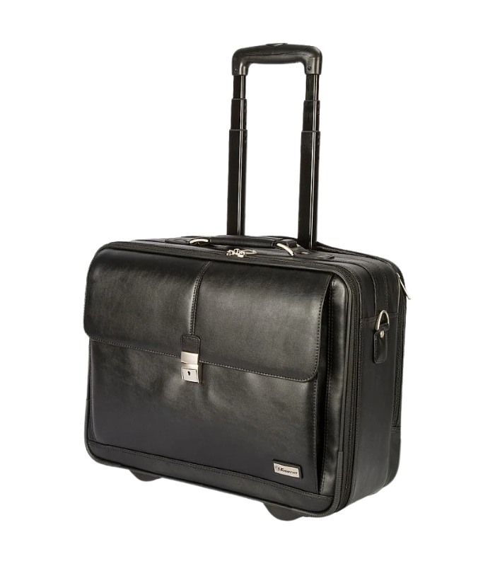 Eminent Executive Pilot Case, 18-Inch Leather Business Trolley with 2 Wheels – Model EMI-CRL-09-18