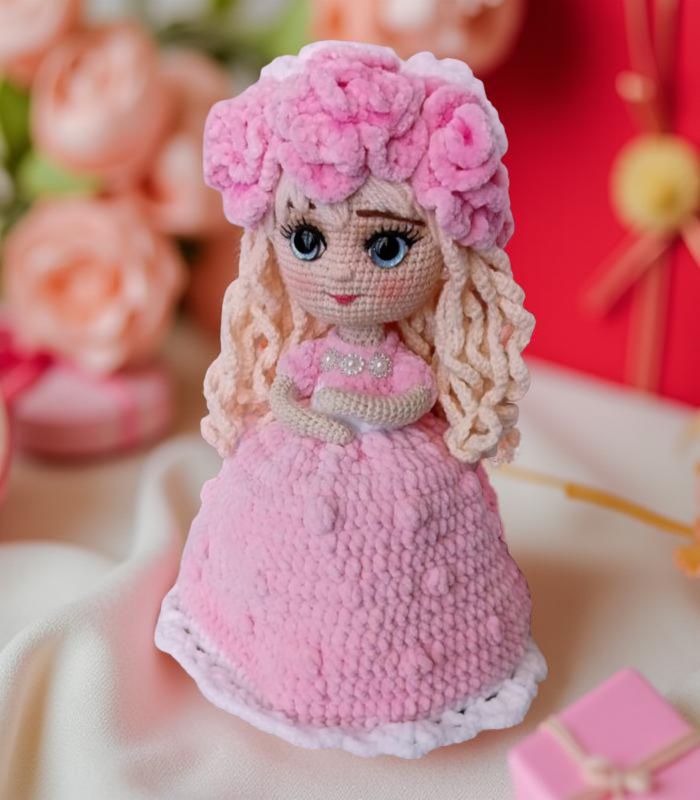 Myrtilus Reem – A Transformative Handmade Crochet Doll by Myrtilus with Elegant Princess Dress, Limited Edition