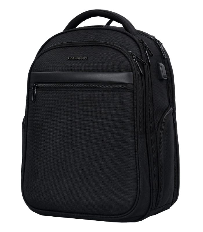CabinPro Premium Backpack, Water-Resistant, 180° Opening, USB Port, for Travel, Business, Casual, and College, Model CP012