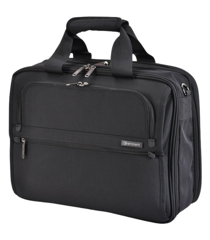 Eminent 17-Inch Lightweight Polyester Laptop Bag, Water-Resistant with 180° Opening, Unisex, Model V612-Black