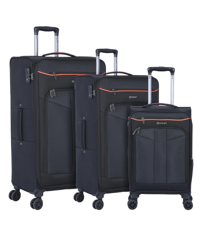 Eminent 3-Piece Soft Luggage Set, Lightweight Expandable Trolleys with Spinner Wheels & TSA Lock, Model E788-3