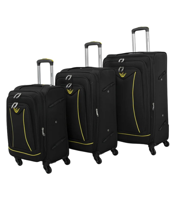 Senator 3-Piece Soft Spinner Luggage Set, Lightweight Travel Trolley Bags with 4 Wheels for Unisex Use, Model LL032-3