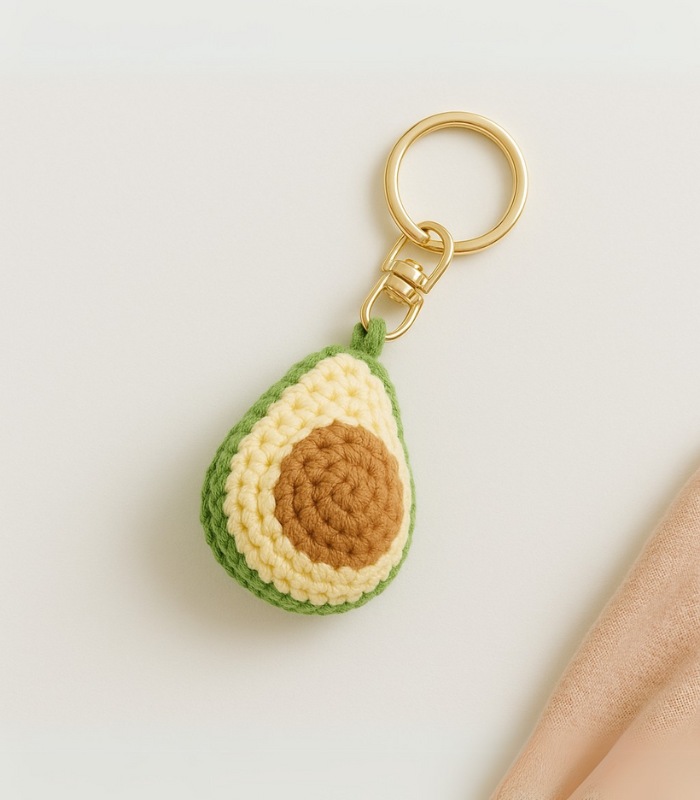 Myrtilus Crochet Avocado Keychain – Handmade