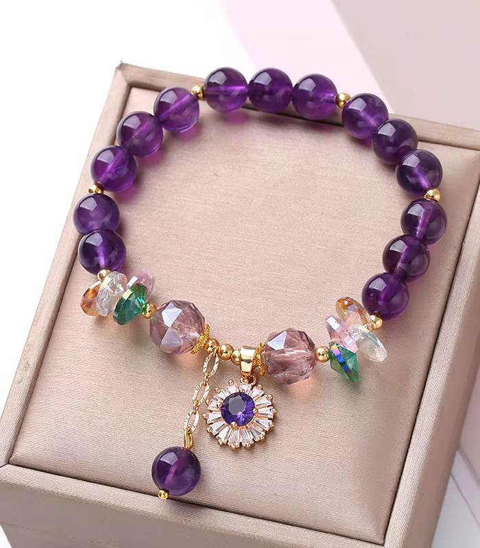 Myrtilus 14K Gold-Plated Amethyst Crystal Bracelet
