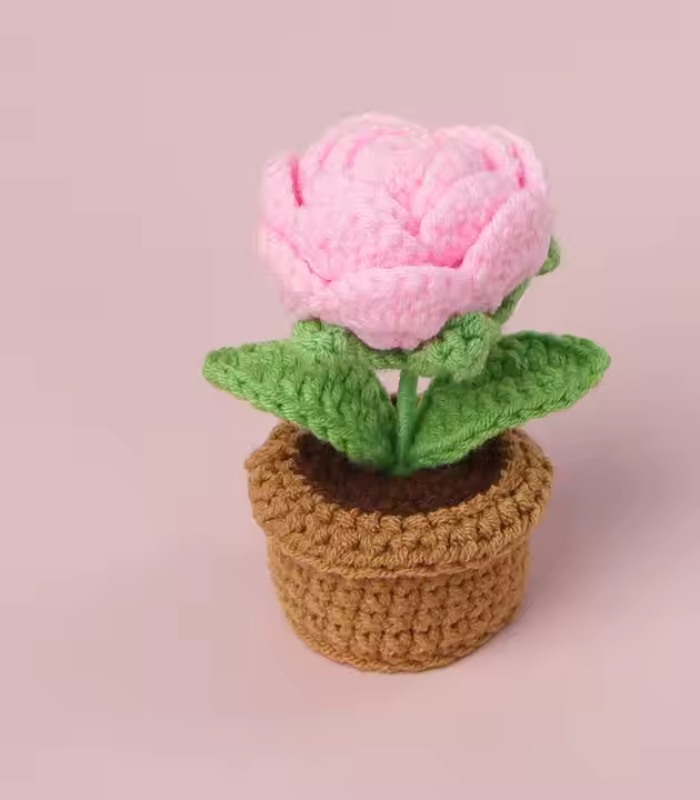 Myrtilus Crochet Rose Stem – Handmade Decorative Flower