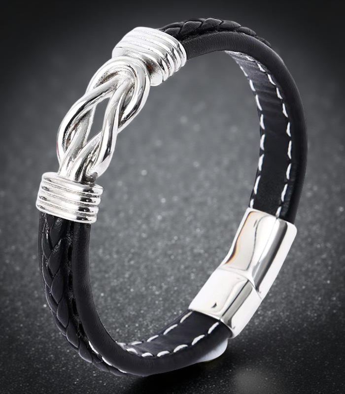 Myrtilus Men’s Vintage Leather Bracelet – Black and Brown Punk Wristband Design