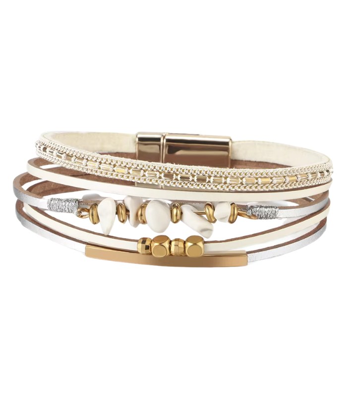 Myrtilus Adjustable Leather Wrap Bracelet – Handmade with Stainless Steel and Magnetic Closure