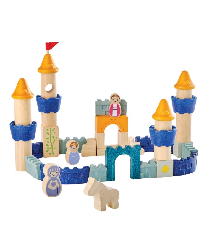PlanToys Castle Blocks – Imaginative Wooden Building Set for Kids