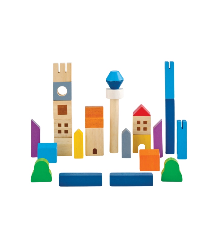 PlanToys CityScape Blocks – Eco-Friendly Wooden Building Set for Creative Kids