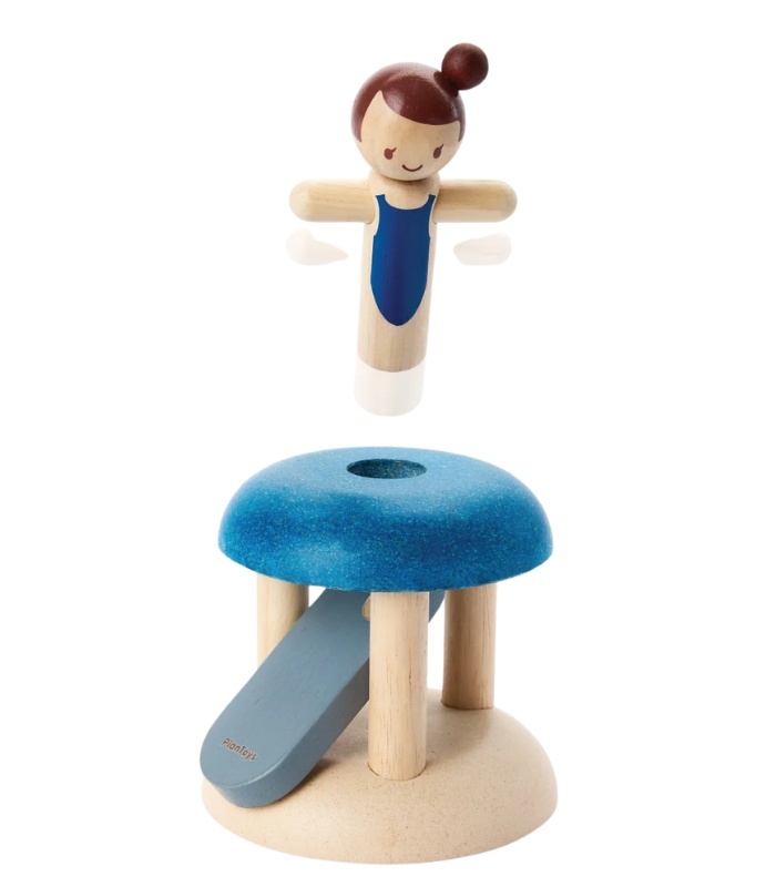 PlanToys Jumping Gymnast – Fun Wooden Motion Toy for Kids