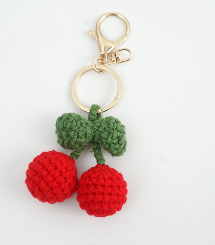 Myrtilus Handmade Crochet Keychain Cherry