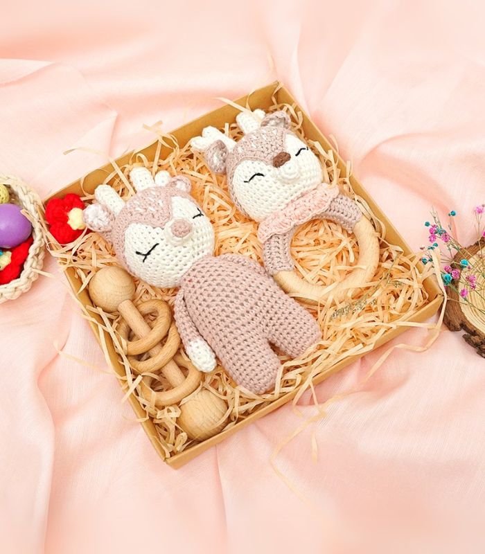 Myrtilus Crochet Teether Gift Set – Handmade in Cotton