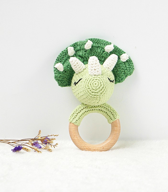 Myrtilus Crochet Dinosaur Teether – Handmade in Cotton