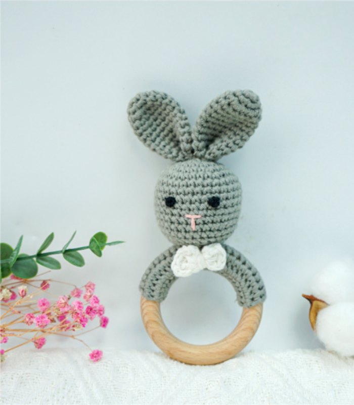 Myrtilus Crochet Ring Rattle Teether – Handmade in Cotton
