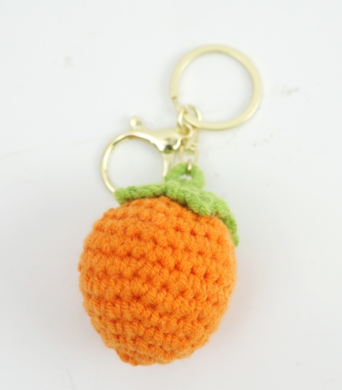 Myrtilus Crochet Orange Fruit Keychain – Handmade