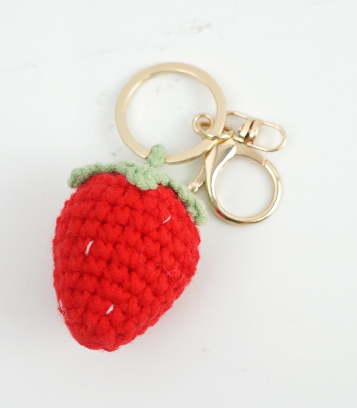 Myrtilus Handmade Crochet Keychain Strawberry