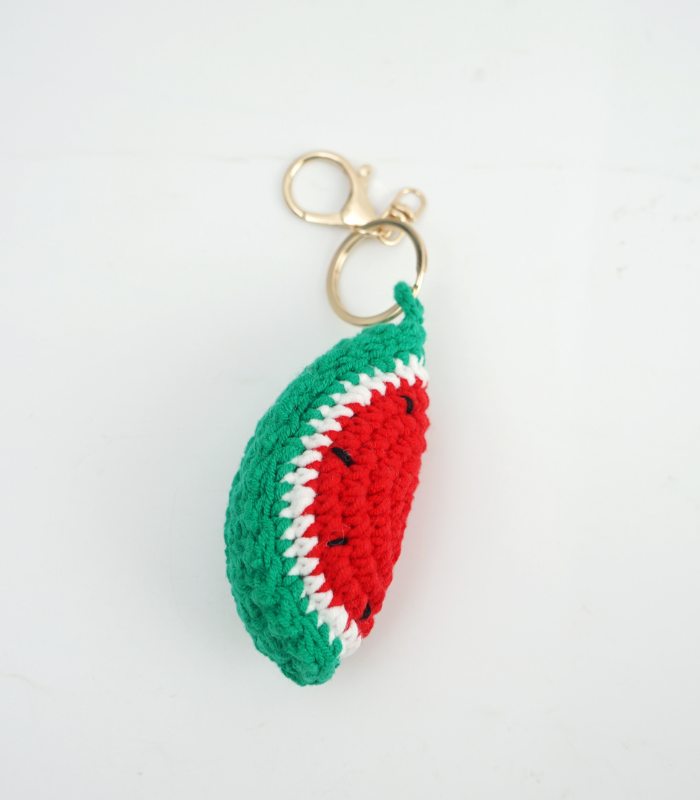 Myrtilus Crochet Watermelon Keychain – Handmade Fruit
