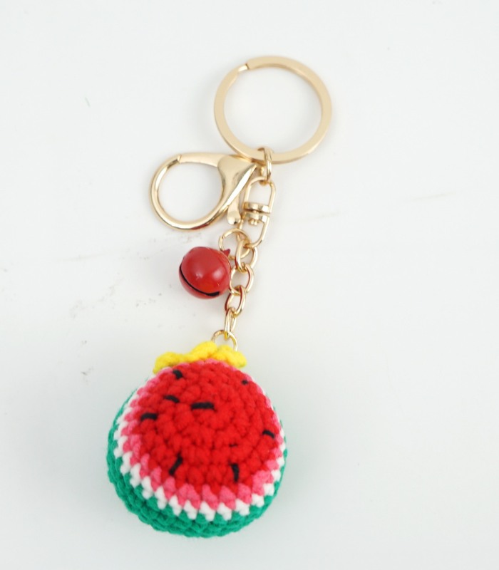 Myrtilus Crochet Watermelon Keychain Charm – Handmade