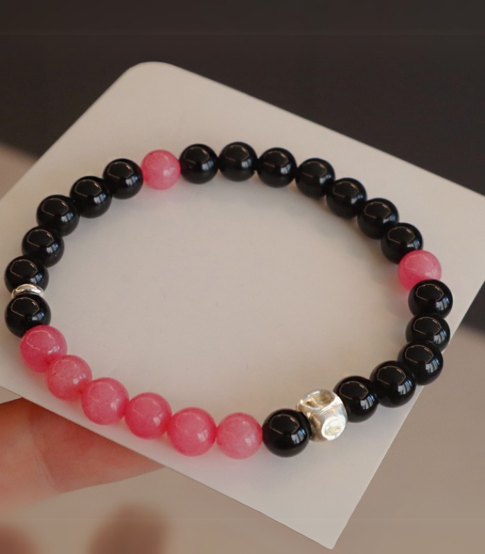 Myrtilus Black Obsidian & Rose Quartz Healing Bracelet – Handmade with Natural Stones