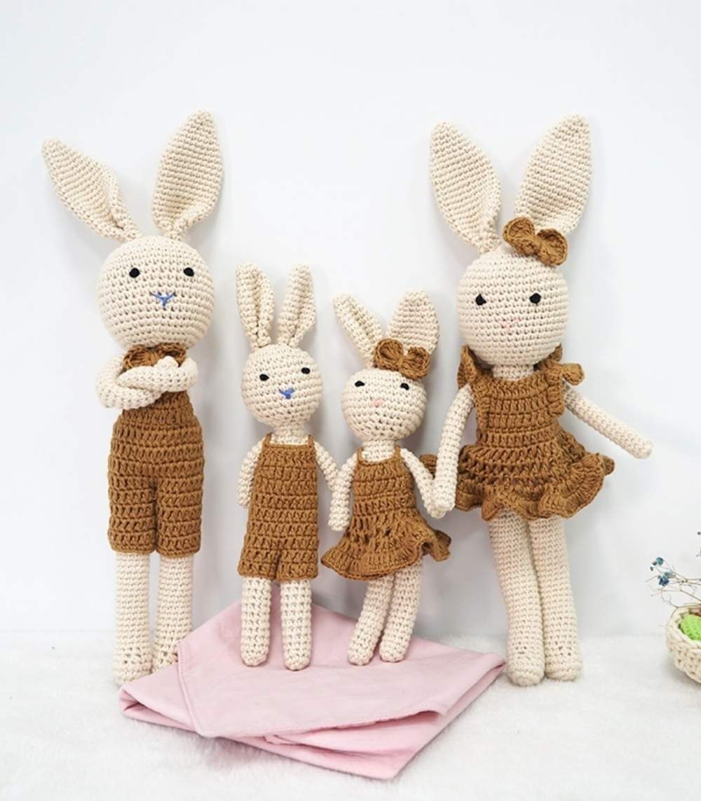 Myrtilus Crochet Bunny Family Set – Handmade in Cotton