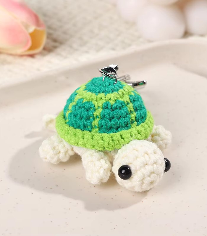 Myrtilus Crochet Turtle Keychain – Handmade Pendant