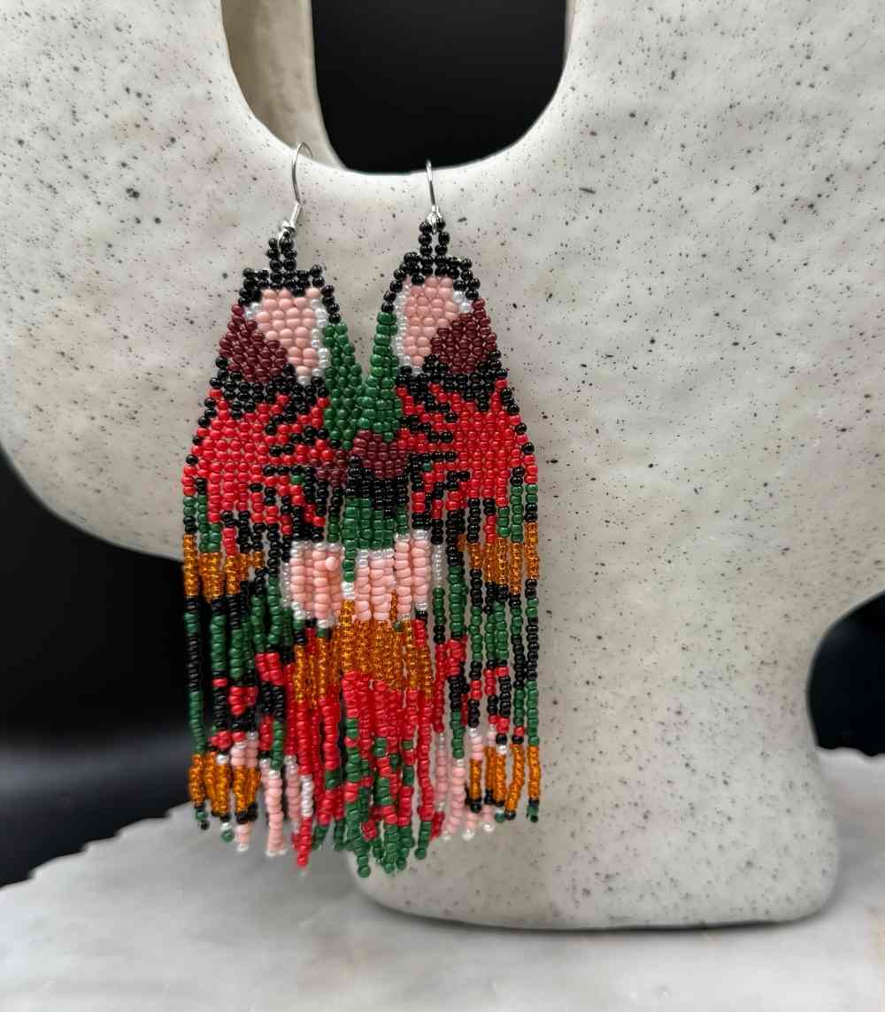 Myrtilus Lampwork Drop Earrings – Wild Bloom & Botanical Beaded Fringe Design