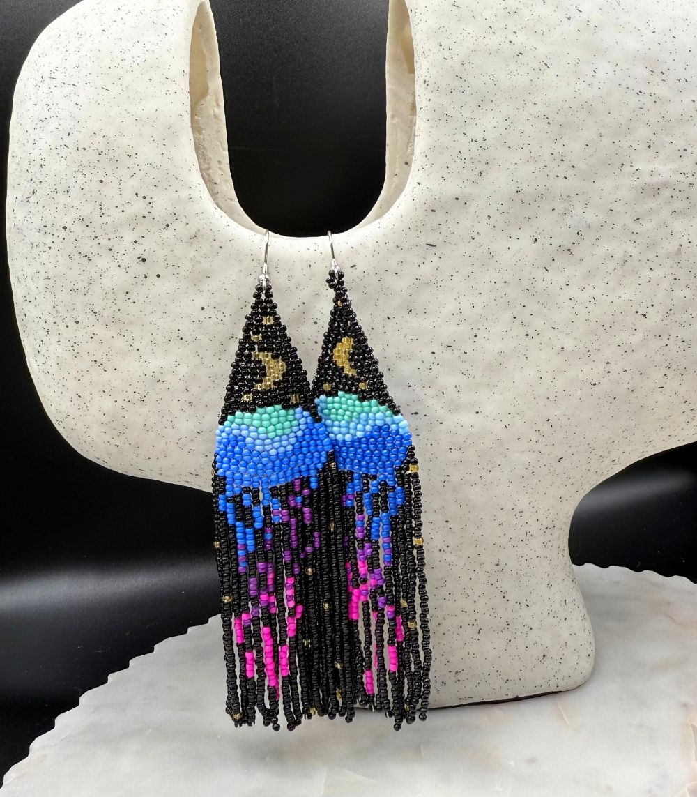 Myrtilus Lampwork Drop Earrings – Jellyfish & Moon Design