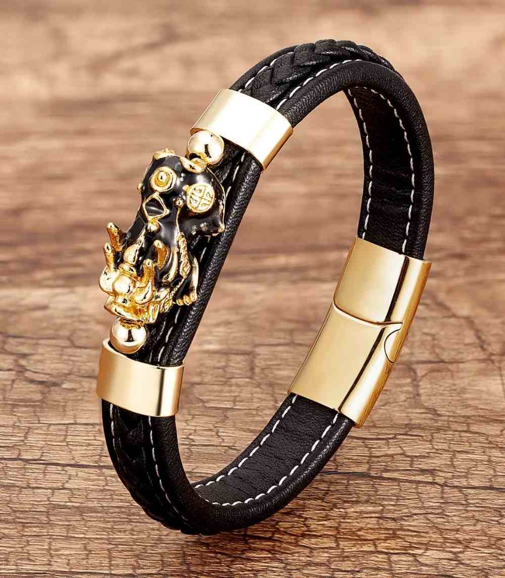 Myrtilus Men’s Pixiu Leather Bracelet – Handmade with Ethnic Braided Design