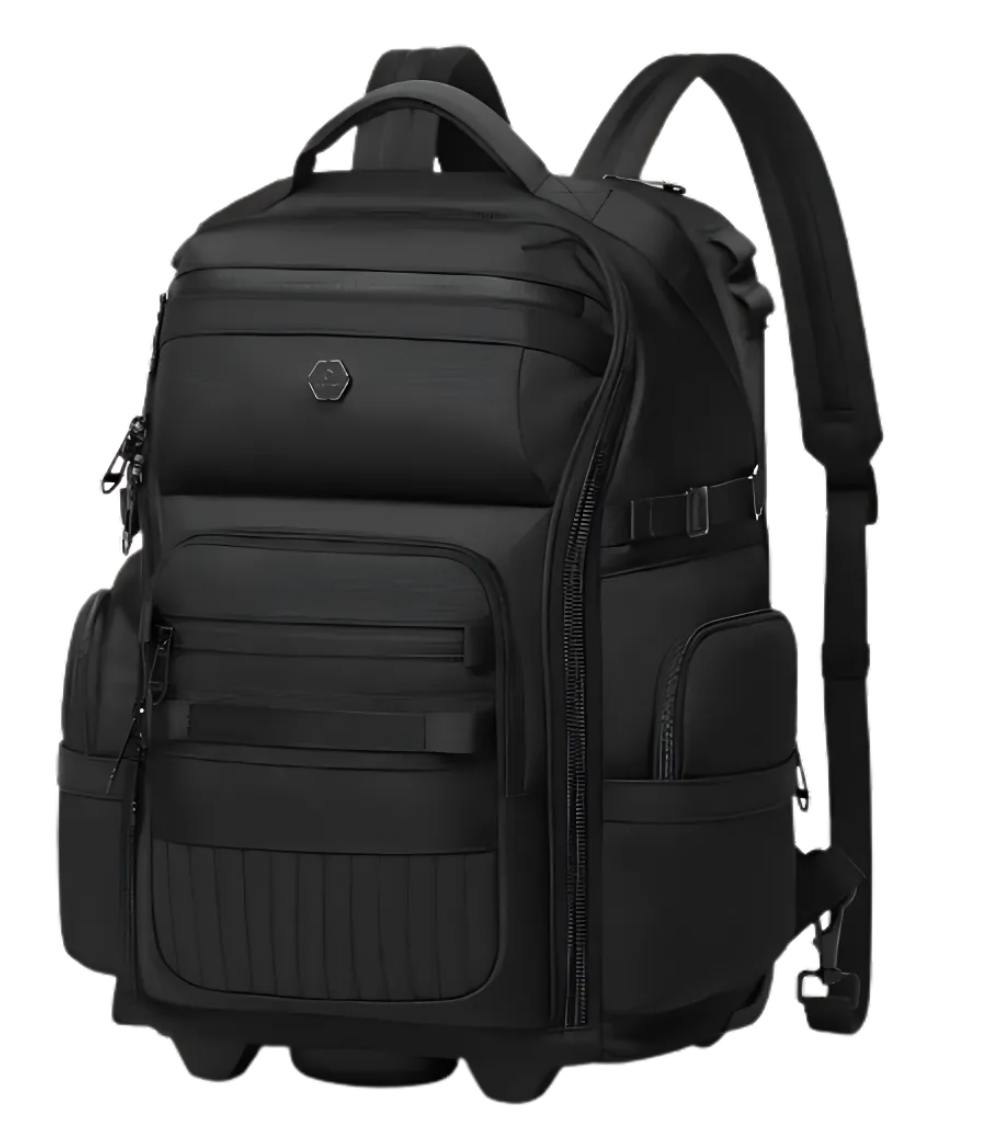 OZUKO 9820L Rolling Laptop Backpack, 14-Inch Laptop Trolley Backpack with Swivel Casters, TSA-Approved Lock & Retractable Handle
