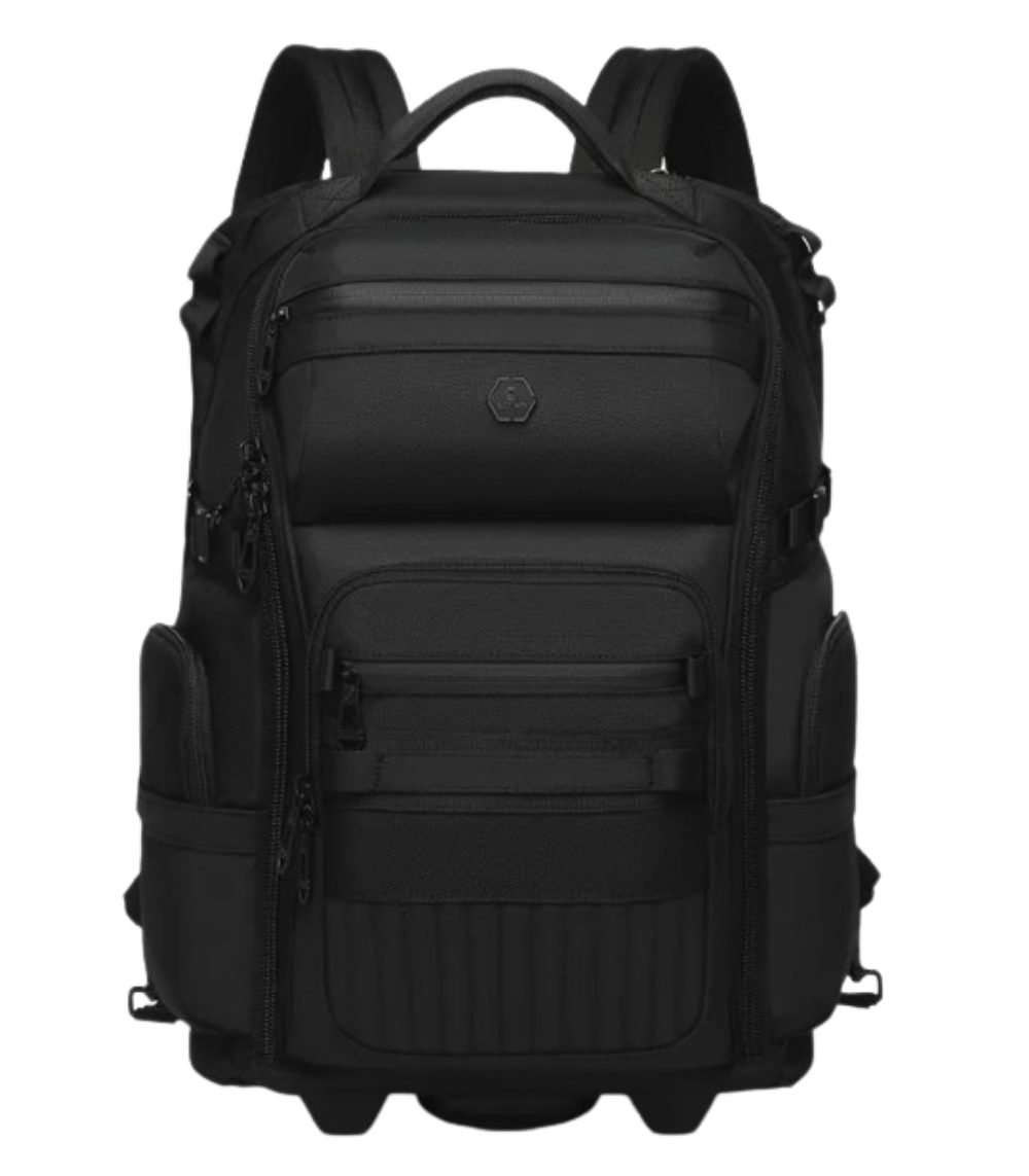 OZUKO 9820S rolling laptop backpack, 12.9-Inch Laptop Trolley Backpack with Swivel Casters, TSA-Approved Lock & Retractable Handle