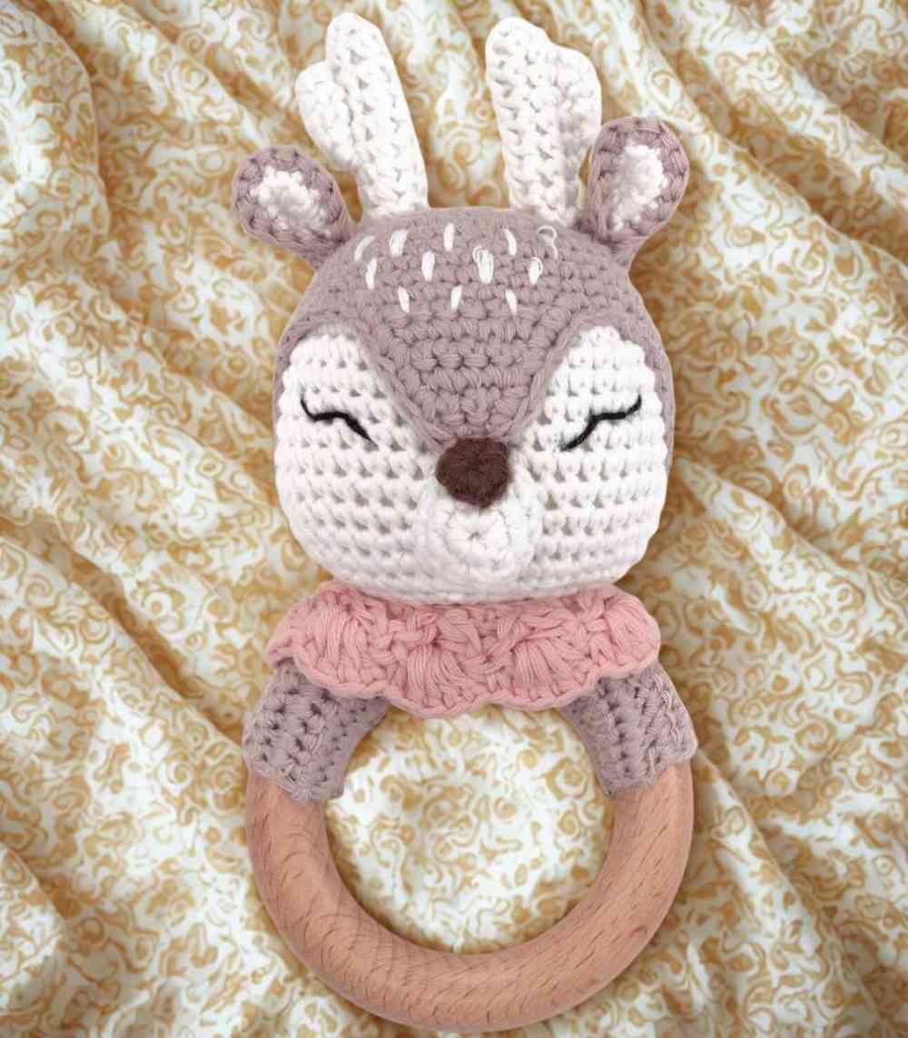 Myrtilus Handmade Crochet Deer Baby Rattle