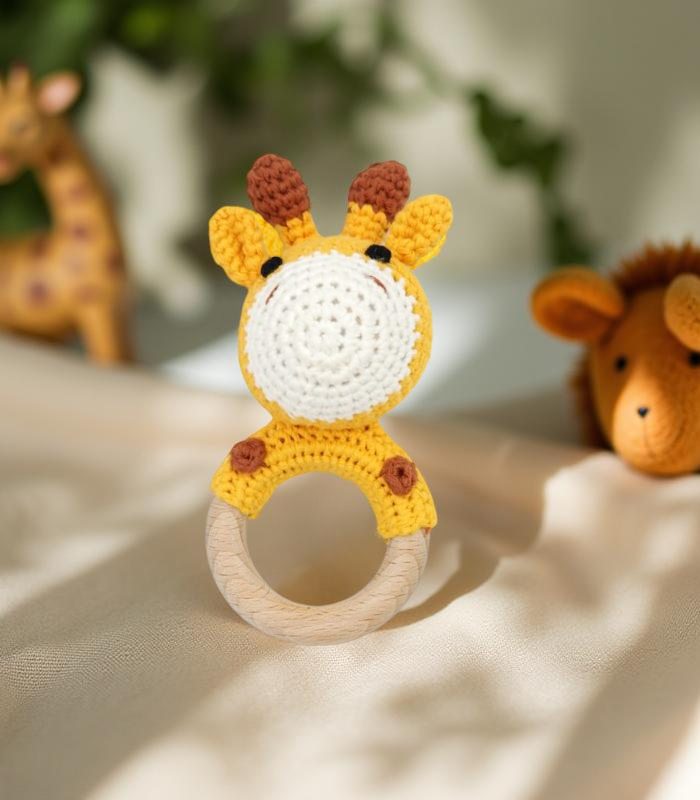Myrtilus Crochet Giraffe Teether – Handmade in Cotton