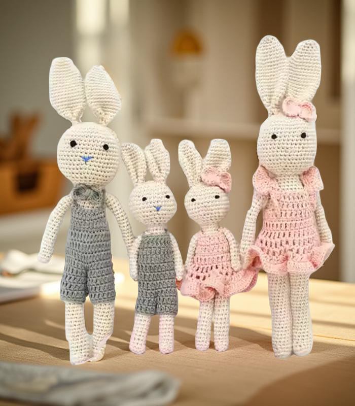 Myrtilus Crochet Bunny Family Set – Handmade in Cotton