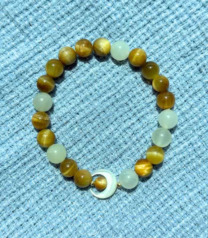 Myrtilus Tiger Eye & Citrine Natural Stone Bracelet – Handmade with Beads