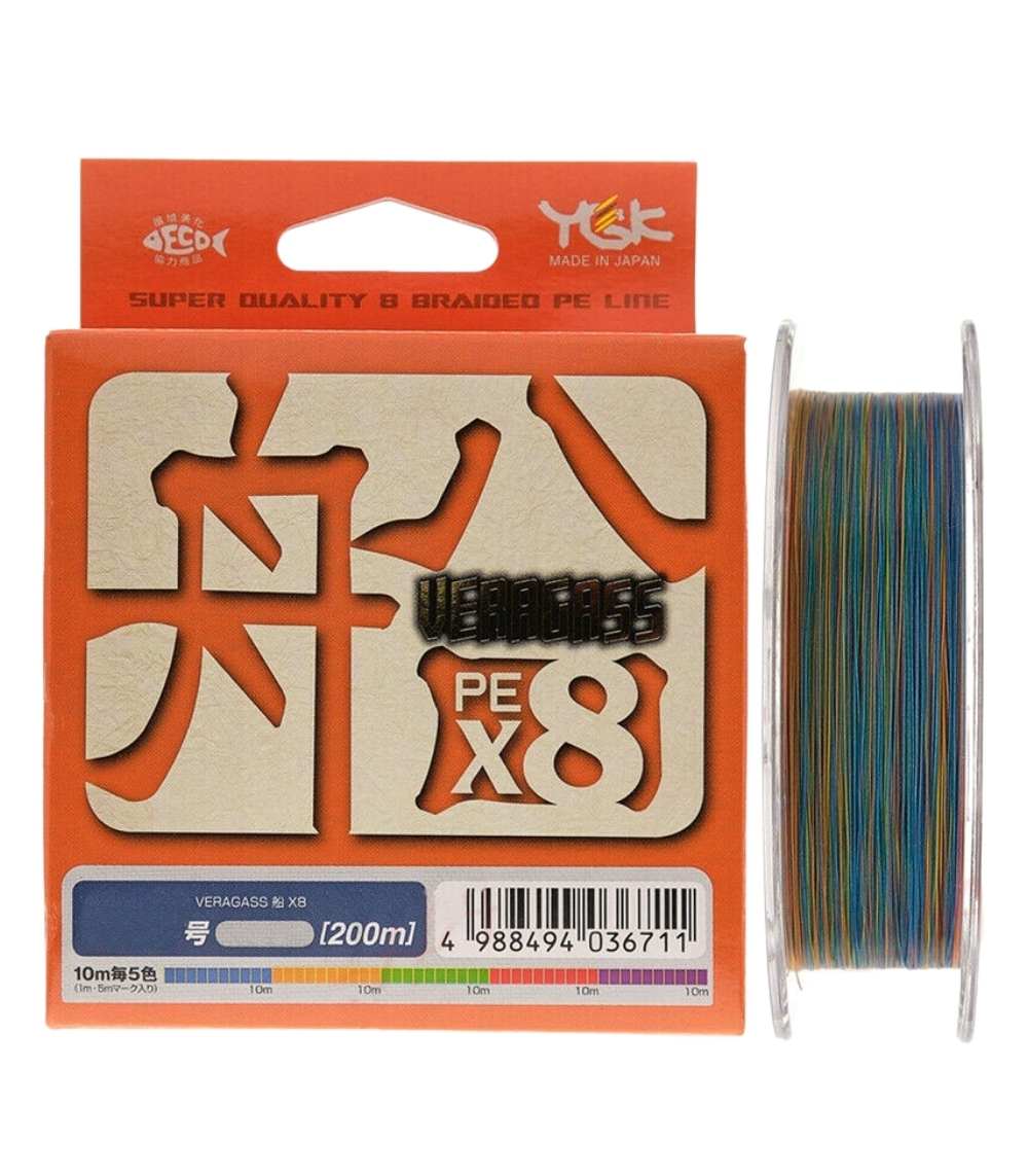 YGK Veragass Fune X8 PE – 200m 8-Strand Braided Line