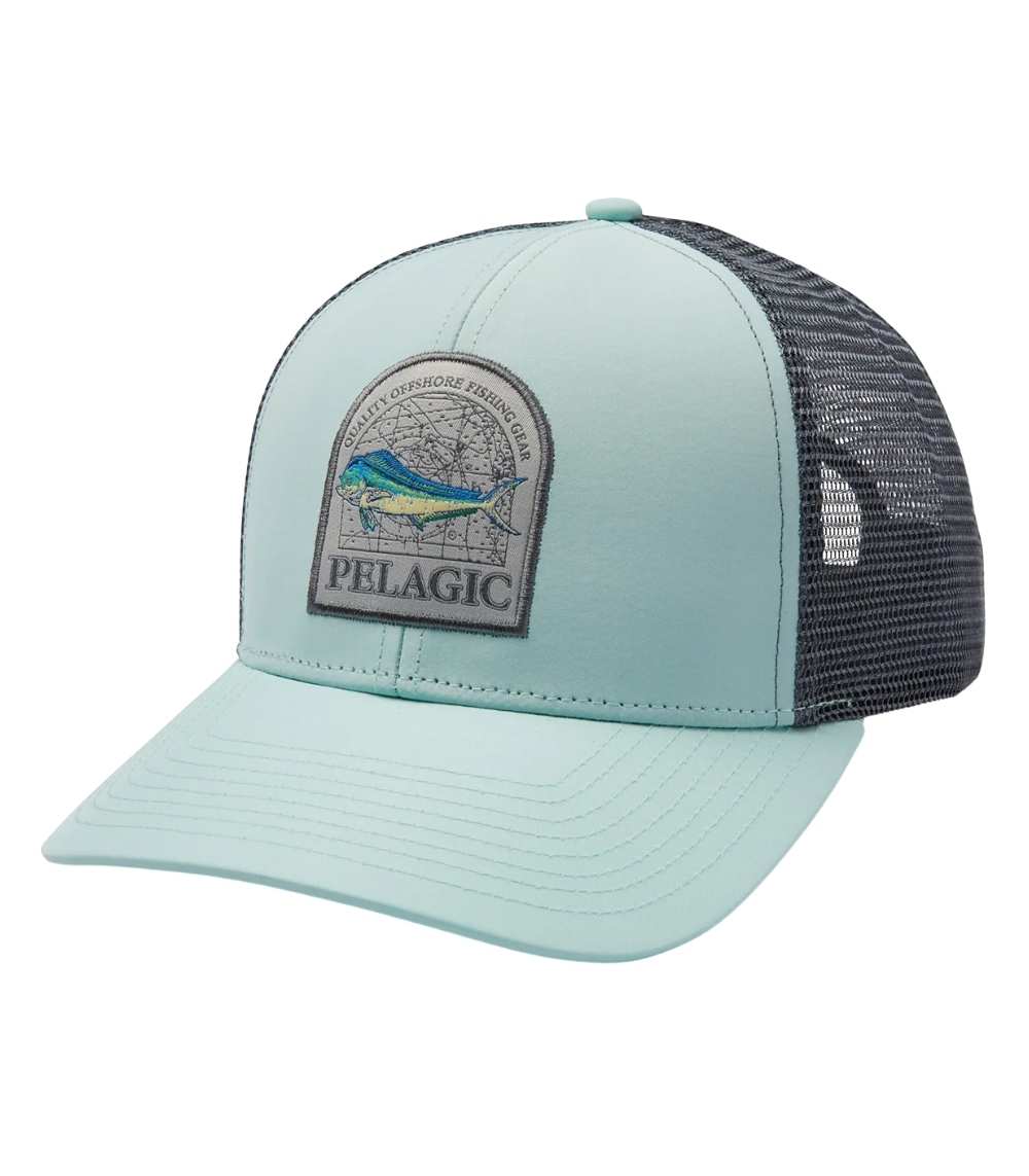 Pelagic Mapped Mahi Performance Trucker Cap Turquoise