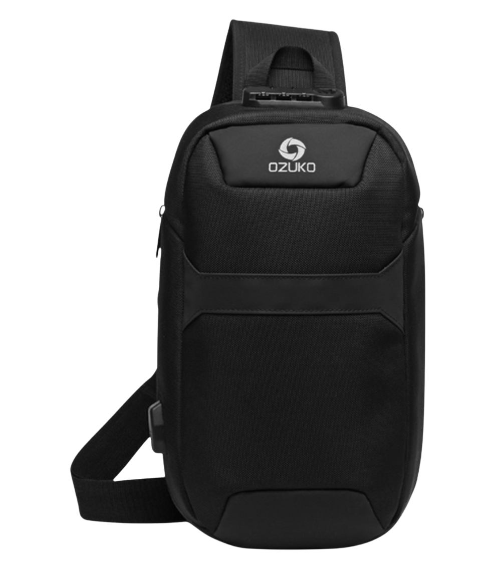 OZUKO 9270 Water-Resistant Sling Bag – Anti-Theft  with Built in Lock, USB Charging Port