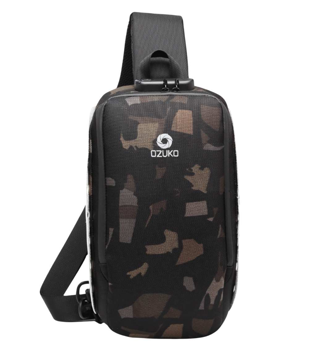 OZUKO 9281 Reflective Anti-Theft Sling Bag – Stylish Crossbody for Men with USB Charging