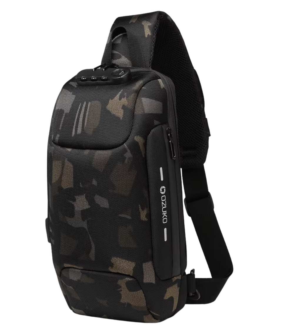 OZUKO 9223 Anti-Theft Sling Bag – Compact, Reflective & USB-Enabled for Everyday Carry