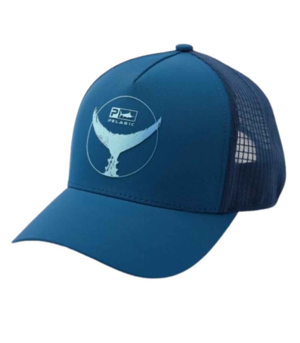 Pelagic Echo Tails Up Performance Trucker Hat Lightweight Snapback Fishing Cap
