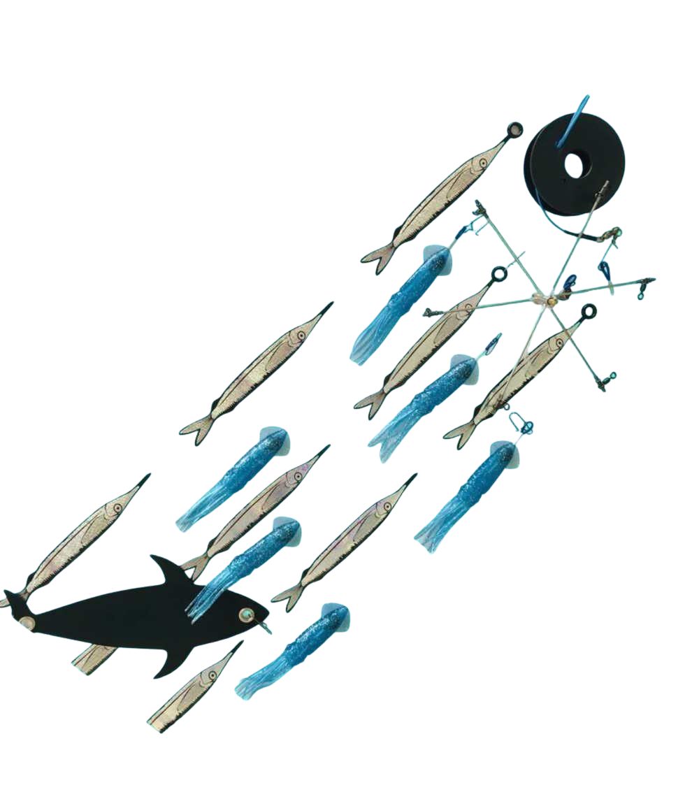 H2O 12″ Budget Dredge Combo A Rigged Stainless Steel Teaser Towline