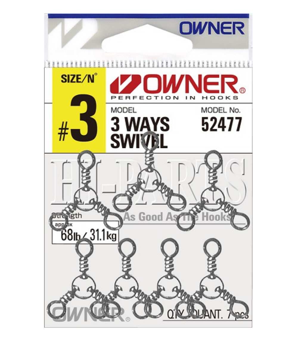 Owner Mitsumata 3 Ways Swivel 52477 – Strong 3-Way Fishing Swivel