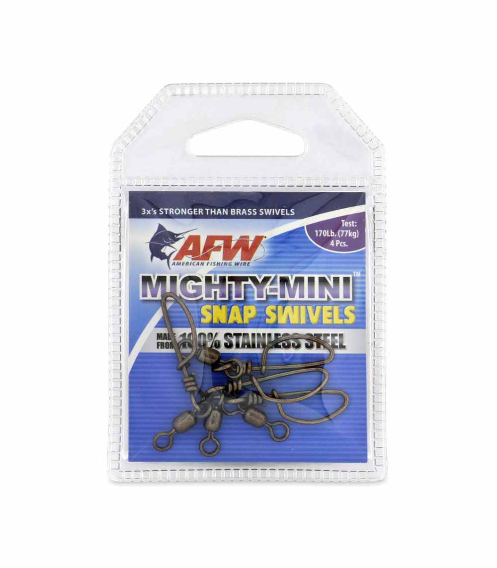 AFW Mighty Mini Stainless Steel Snap Swivels Size #3 – 170 lb / 77 kg, Gunmetal Black, 4 pcs