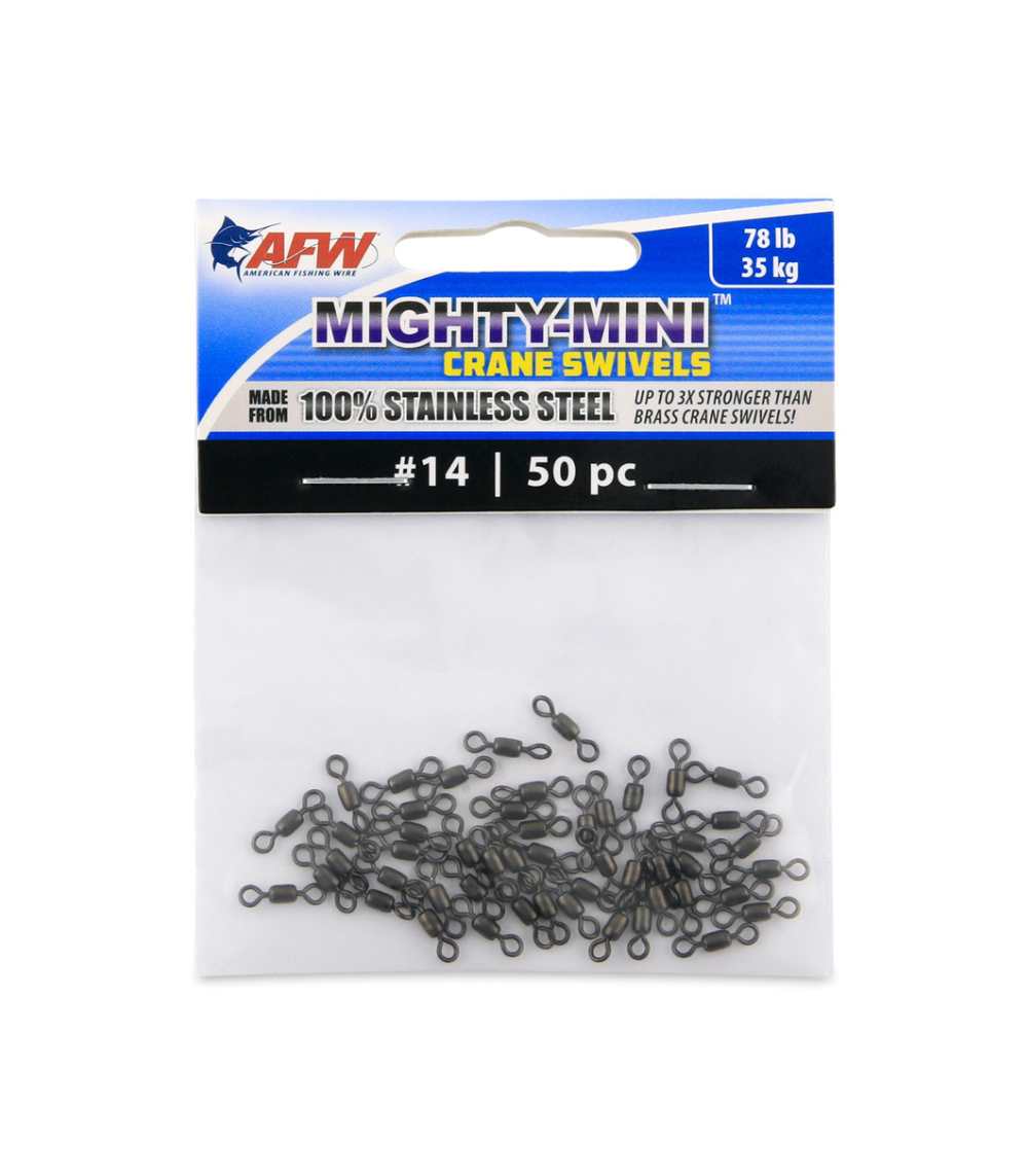 AFW Mighty Mini Stainless Steel Crane Swivels Size #14 – 78 lb / 35 kg, Gunmetal Black, 50 pcs
