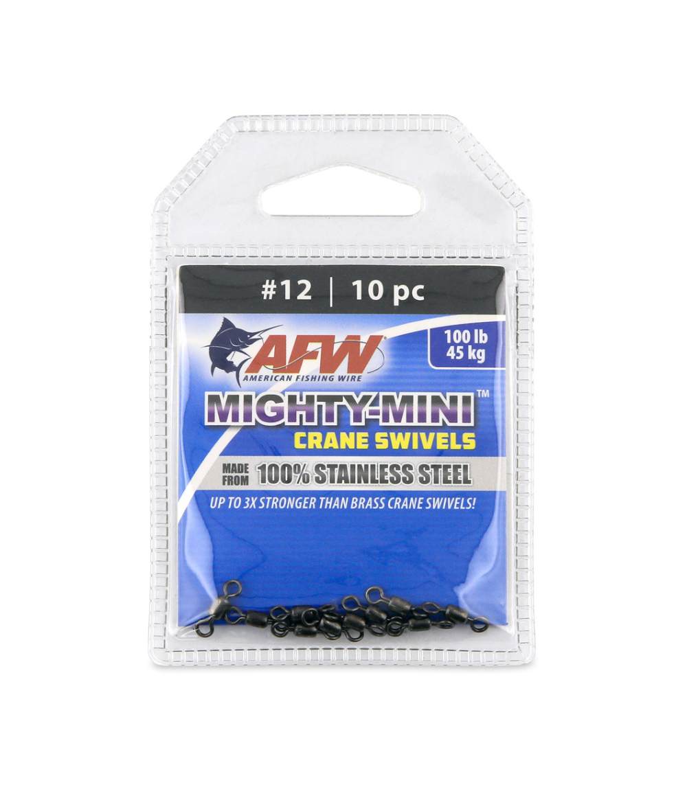 AFW Mighty Mini Stainless Steel Crane Swivels Size #12 – 100 lb / 45 kg, Gunmetal Black, 10 pcs