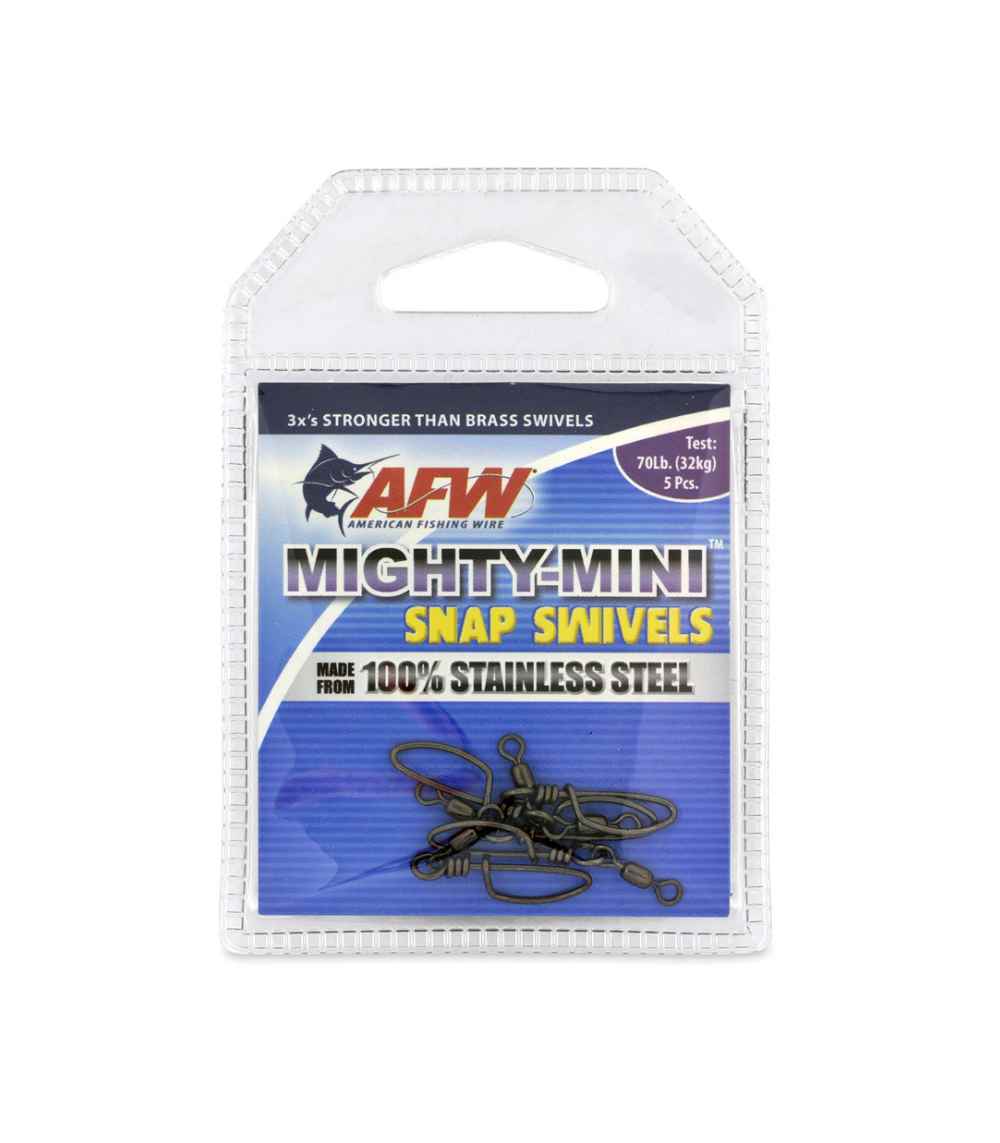 AFW Mighty Mini Stainless Steel Snap Swivels Size #6 – 70 lb / 32 kg, Gunmetal Black, 5 pcs