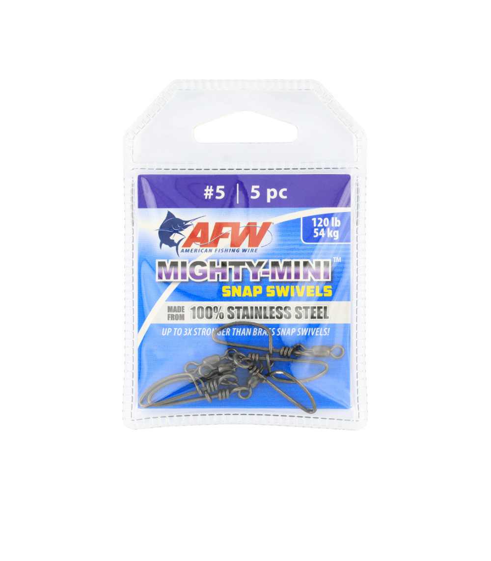 AFW Mighty Mini Stainless Steel Snap Swivels Size #5 – 120 lb / 54 kg, Gunmetal Black, 5 pcs
