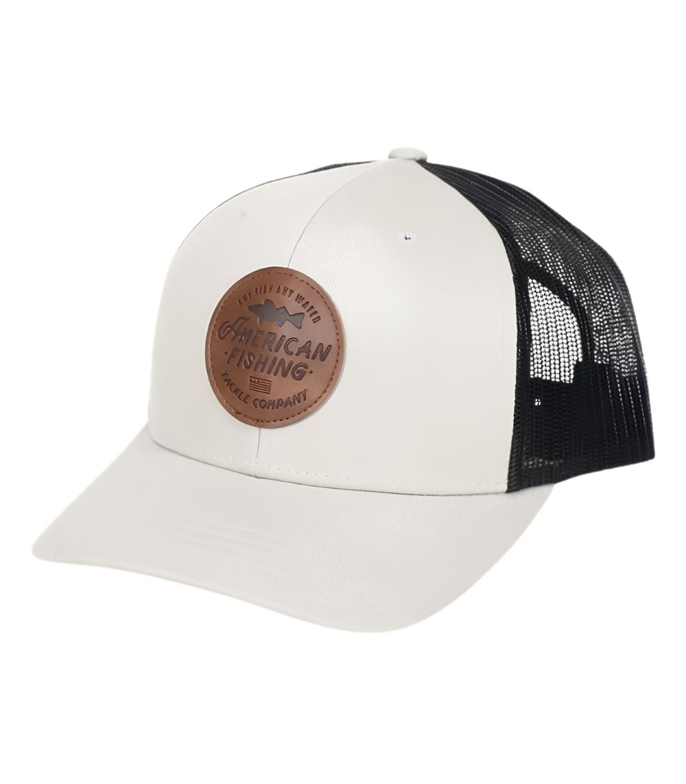 AFTCO Lemonade Leather Trucker Hat Silver