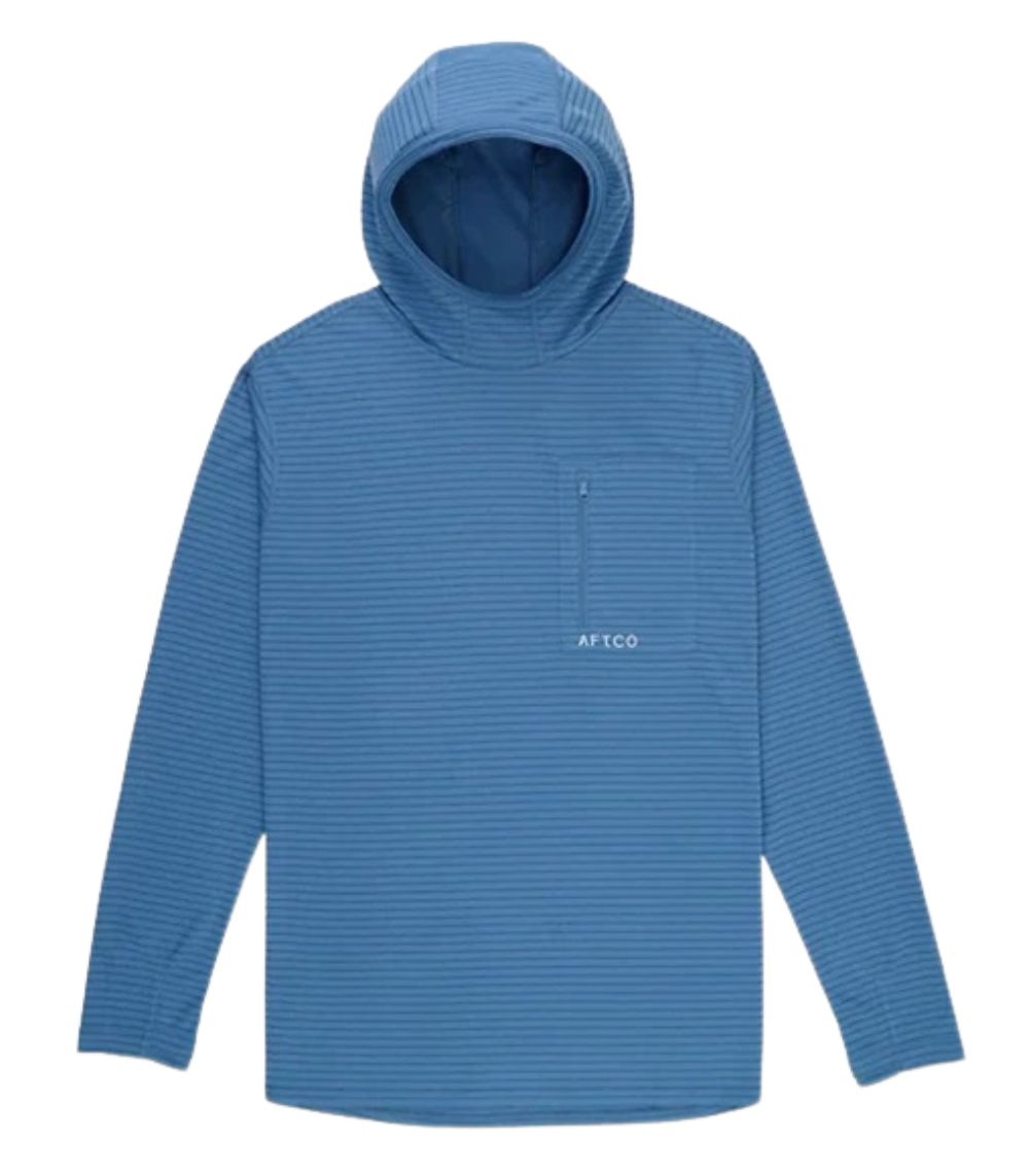AFTCO Men’s Channel UPF 40 Hooded Performance Fishing Shirt Air Force Blue